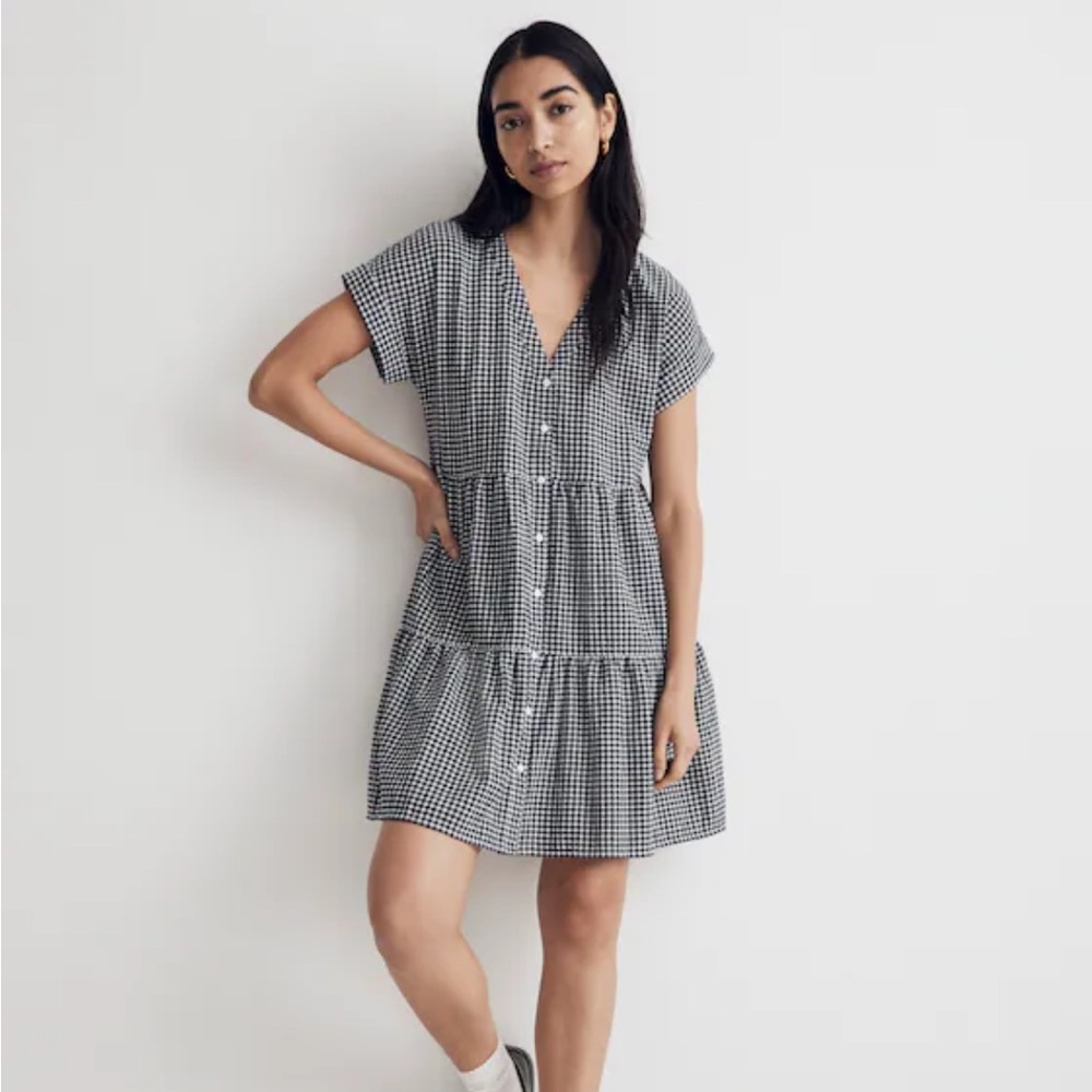 Madewell Black and White Gingham Dress